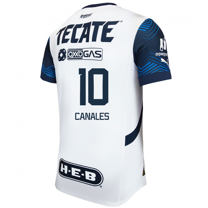 Kandiny Dames Sergio Canales #10 Wit Blauw Uitshirt Uittenue 2024/25 T-Shirt