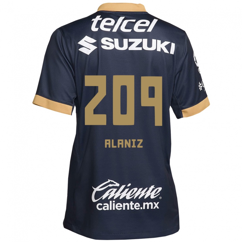 Kandiny Dames Jorge Alaniz #209 Obsidiaan Goud Wit Uitshirt Uittenue 2024/25 T-Shirt België