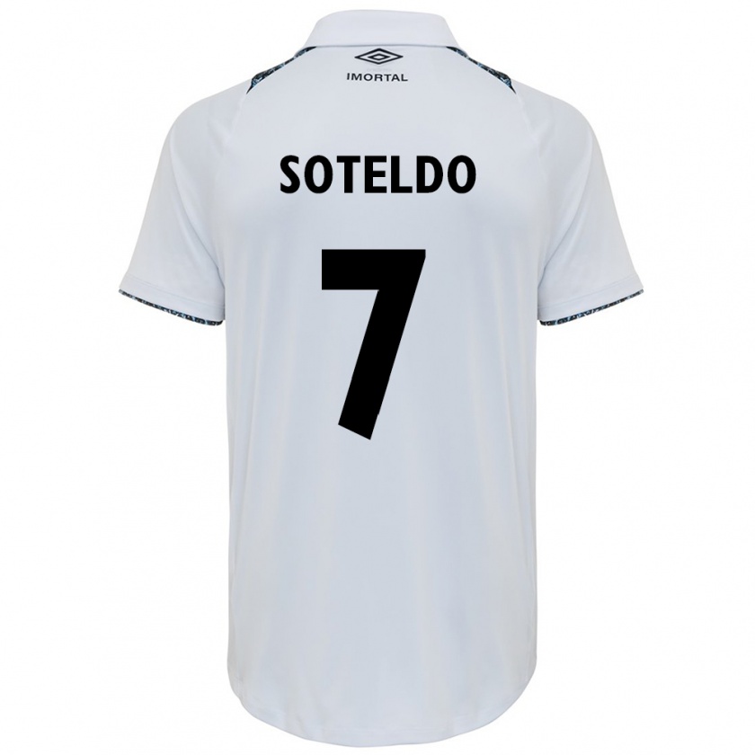 Kandiny Mujer Camiseta Yeferson Soteldo #7 Blanco Azul 2ª Equipación 2024/25 La Camisa