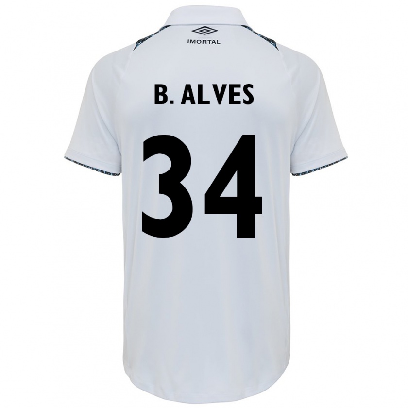 Kandiny Mujer Camiseta Bruno Alves #34 Blanco Azul 2ª Equipación 2024/25 La Camisa