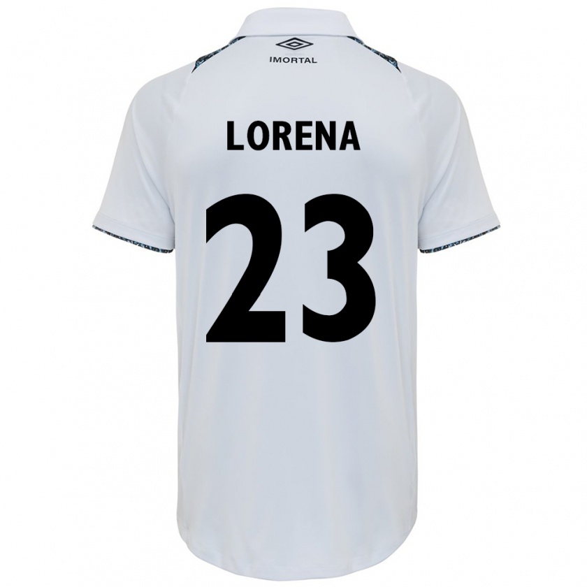 Kandiny Mujer Camiseta Lorena #23 Blanco Azul 2ª Equipación 2024/25 La Camisa