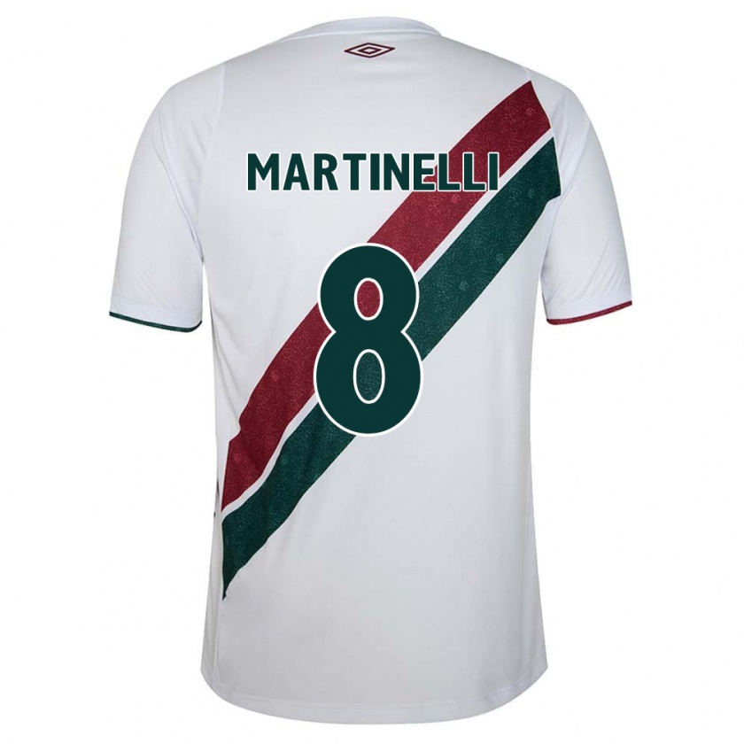 Kandiny Donna Maglia Martinelli #8 Bianco Verde Marrone Kit Gara Away 2024/25 Maglietta