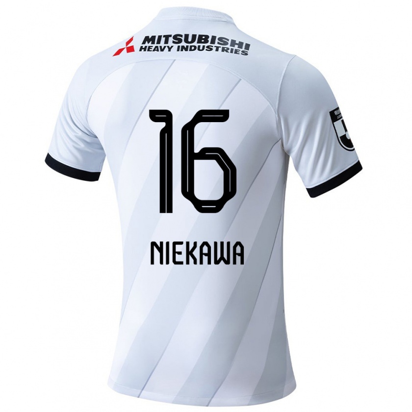 Kandiny Donna Maglia Ayumi Niekawa #16 Bianco Grigio Kit Gara Away 2024/25 Maglietta