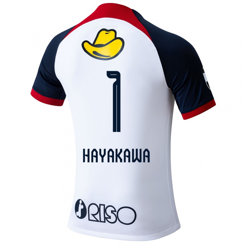 Kandiny Donna Maglia Tomoki Hayakawa #1 Bianco Blu Rosso Kit Gara Away 2024/25 Maglietta