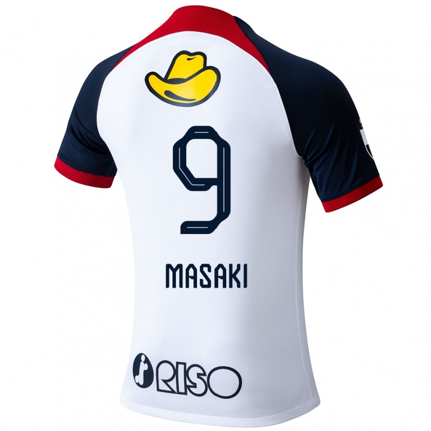 Kandiny Donna Maglia Hiroto Masaki #9 Bianco Blu Rosso Kit Gara Away 2024/25 Maglietta