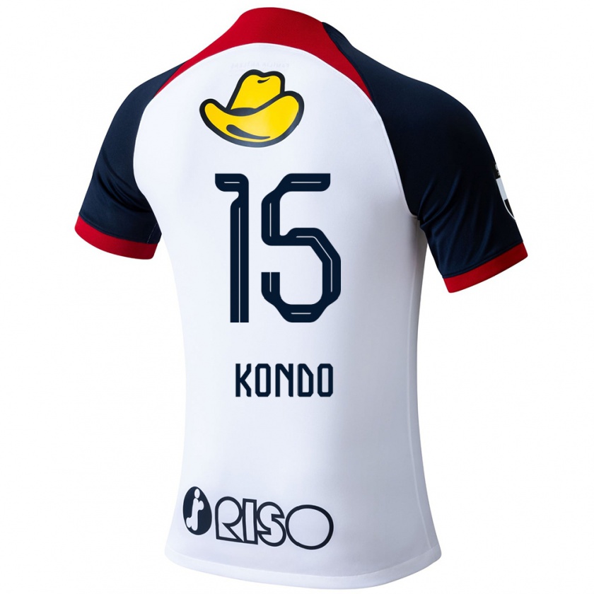 Kandiny Donna Maglia Daisuke Kondo #15 Bianco Blu Rosso Kit Gara Away 2024/25 Maglietta