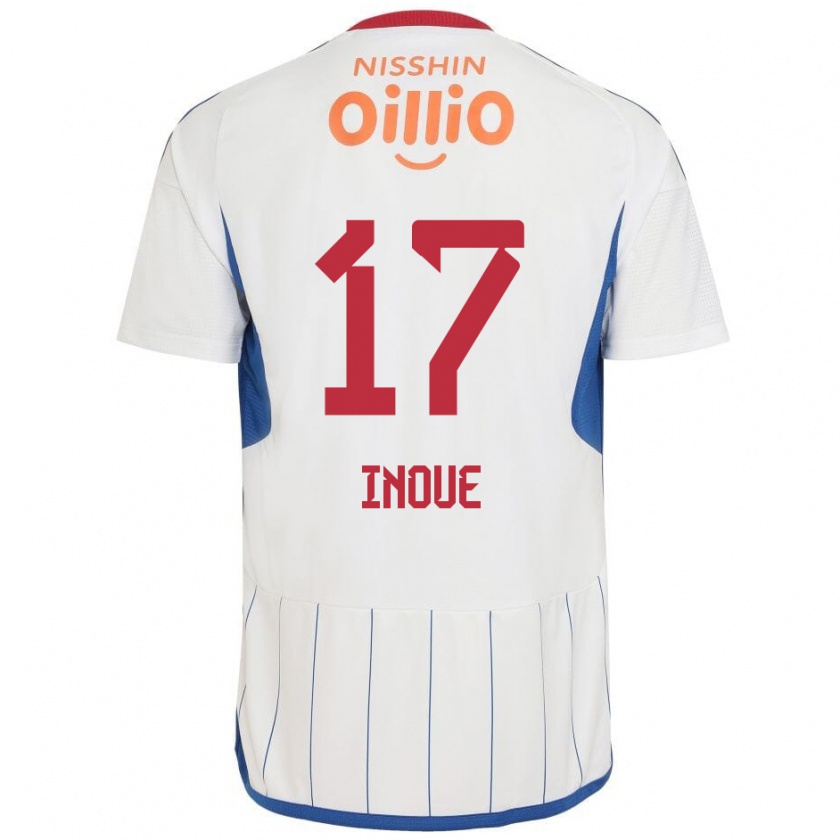 Kandiny Mujer Camiseta Kenta Inoue #17 Blanco Azul Rojo 2ª Equipación 2024/25 La Camisa