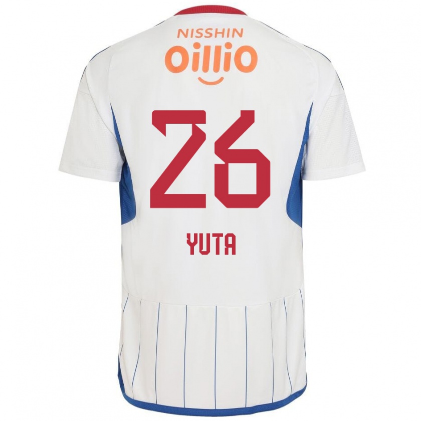 Kandiny Mujer Camiseta Yuta Koike #26 Blanco Azul Rojo 2ª Equipación 2024/25 La Camisa