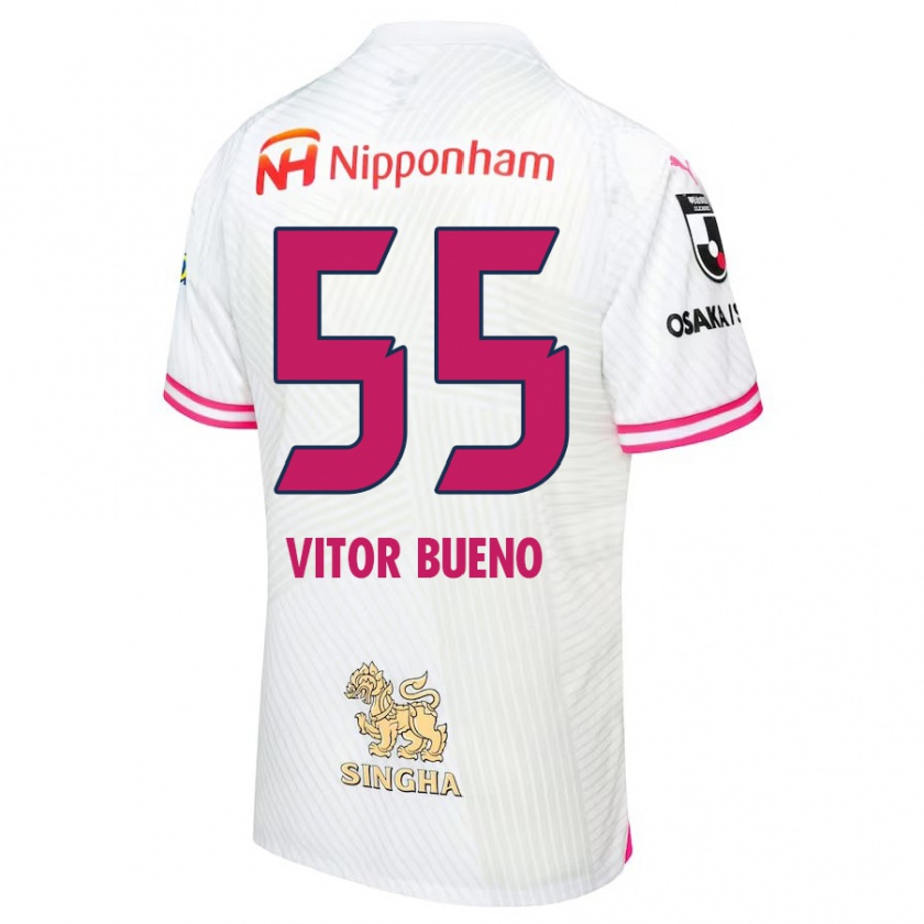 Kandiny Donna Maglia Vitor Bueno #55 Bianco Rosa Kit Gara Away 2024/25 Maglietta