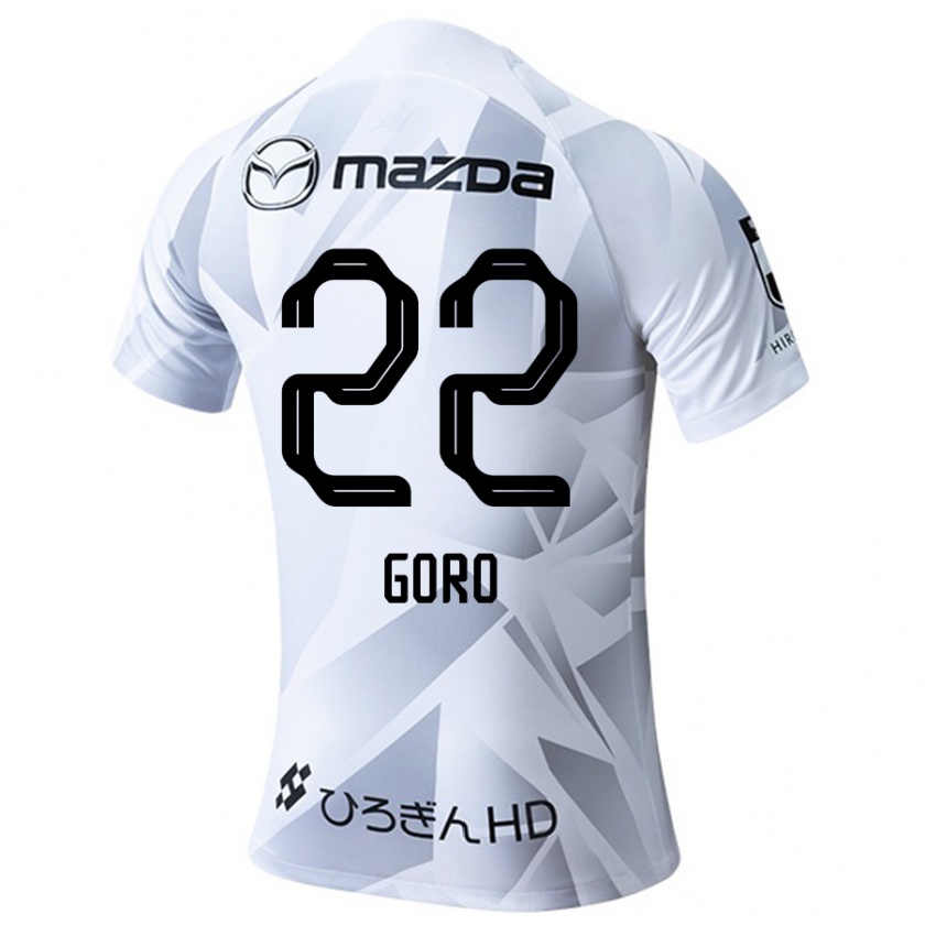 Kandiny Donna Maglia Goro Kawanami #22 Bianco Grigio Nero Kit Gara Away 2024/25 Maglietta