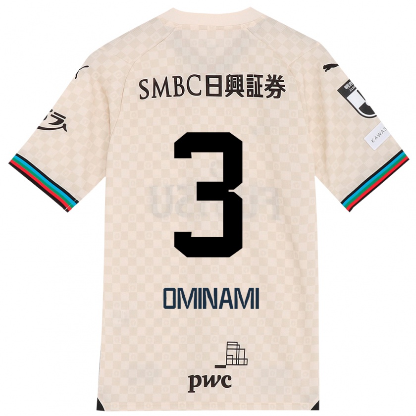 Kandiny Donna Maglia Takuma Ominami #3 Bianco Grigio Kit Gara Away 2024/25 Maglietta