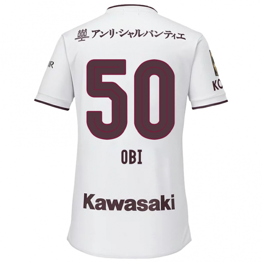 Kandiny Donna Maglia Powell Obinna Obi #50 Bianco Rosso Kit Gara Away 2024/25 Maglietta