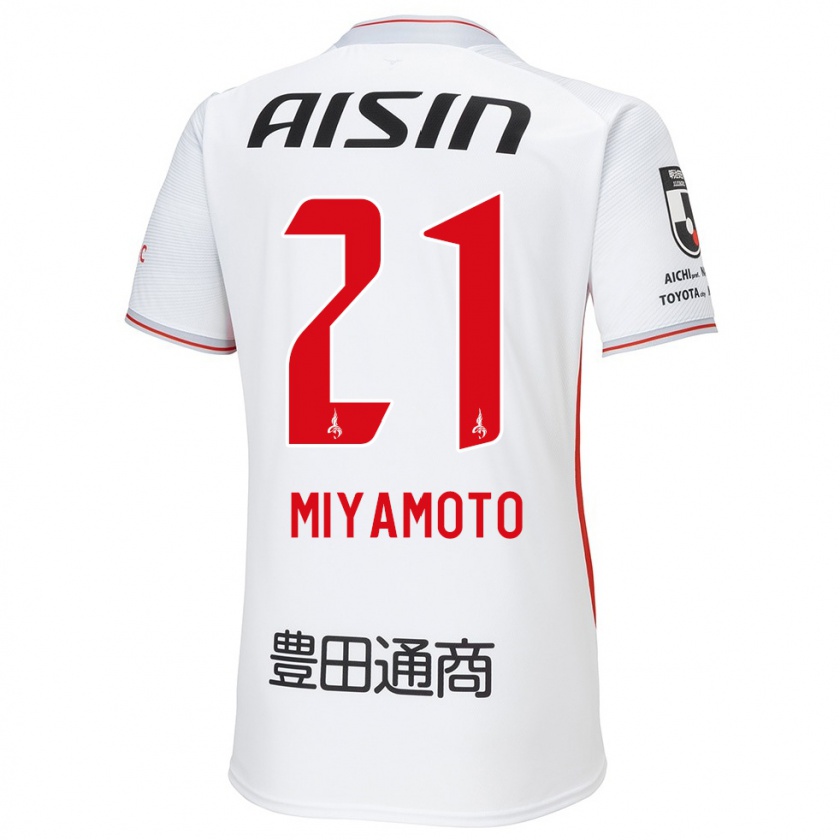 Kandiny Mujer Camiseta Kodai Miyamoto #21 Blanco Amarillo Rojo 2ª Equipación 2024/25 La Camisa