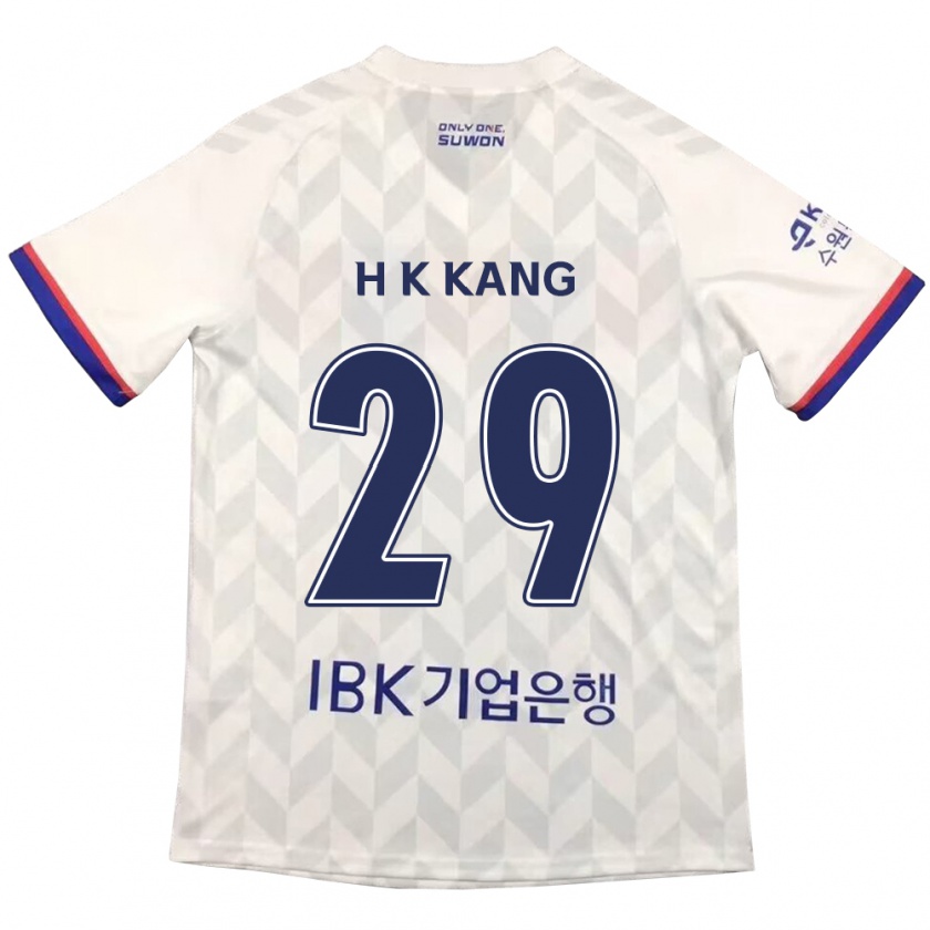 Kandiny Mujer Camiseta Kyo-Hun Kang #29 Blanco Azul 2ª Equipación 2024/25 La Camisa México