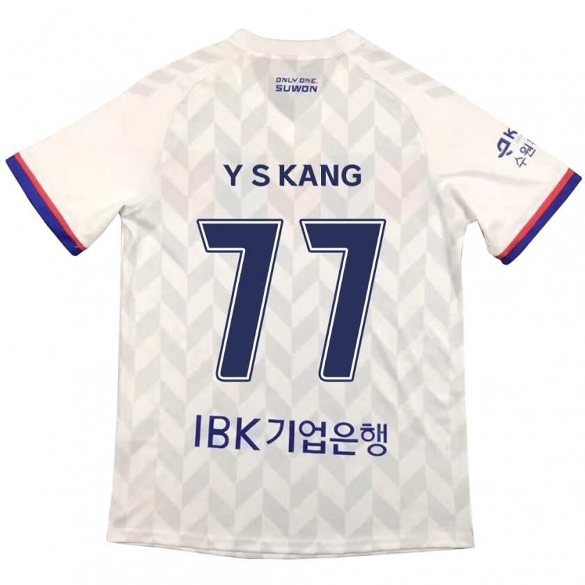 Kandiny Mujer Camiseta Sang-Yun Kang #77 Blanco Azul 2ª Equipación 2024/25 La Camisa