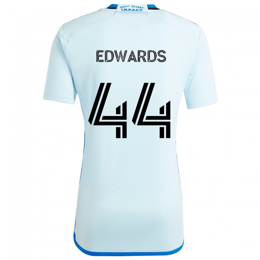 Kandiny Mujer Camiseta Raheem Edwards #44 Azul Hielo 2ª Equipación 2024/25 La Camisa