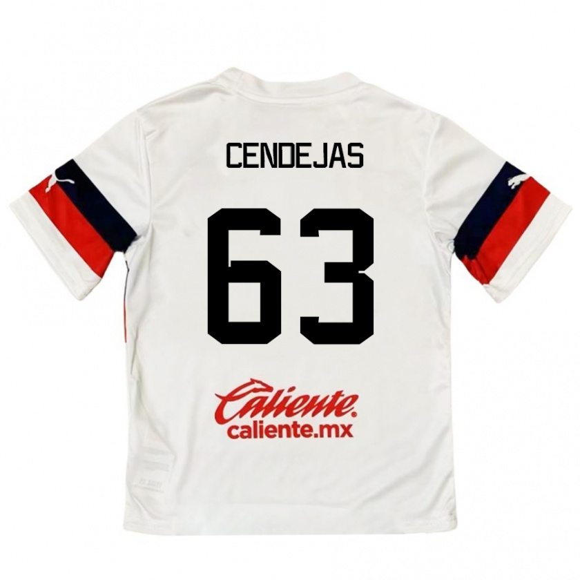 Kandiny Donna Maglia Matías Cendejas #63 Bianco Rosso Kit Gara Away 2024/25 Maglietta