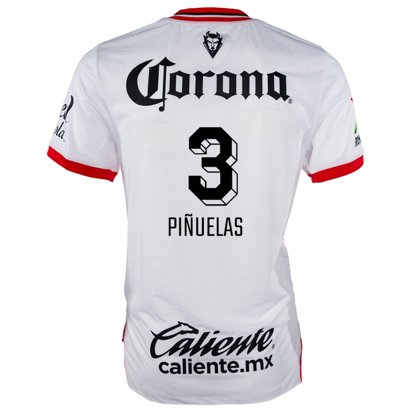 Kandiny Mujer Camiseta Fernando Piñuelas #3 Blanco Rojo 2ª Equipación 2024/25 La Camisa México