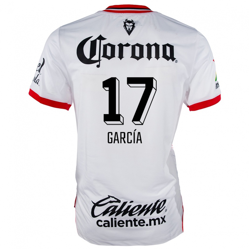 Kandiny Mujer Camiseta Brian García #17 Blanco Rojo 2ª Equipación 2024/25 La Camisa México