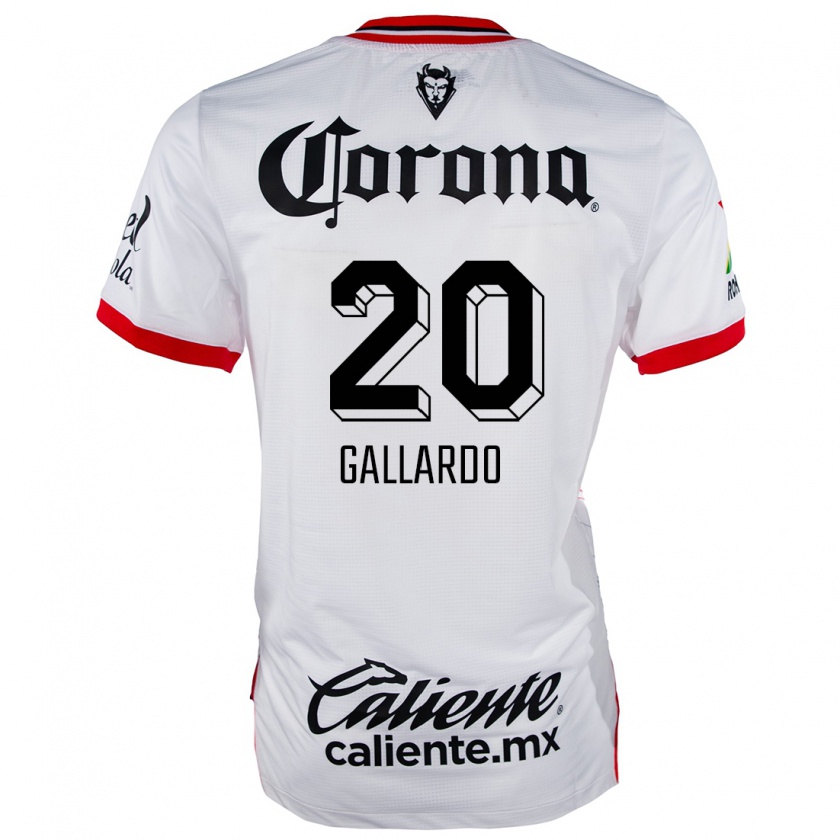 Kandiny Donna Maglia Jesús Gallardo #20 Bianco Rosso Kit Gara Away 2024/25 Maglietta