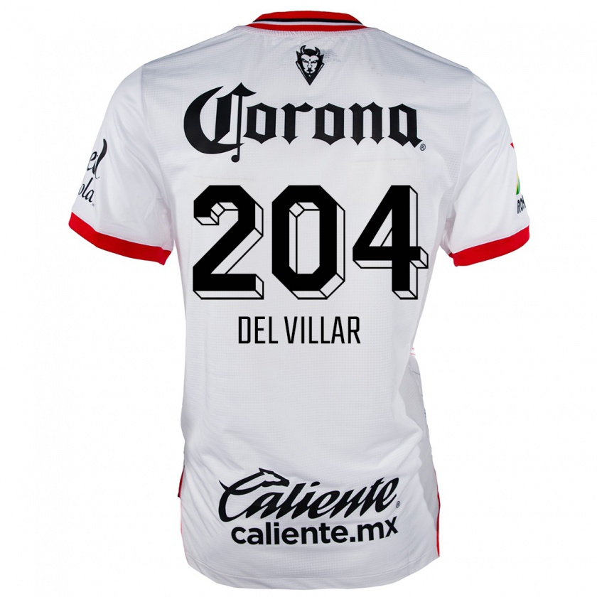 Kandiny Mujer Camiseta Everardo Del Villar #204 Blanco Rojo 2ª Equipación 2024/25 La Camisa