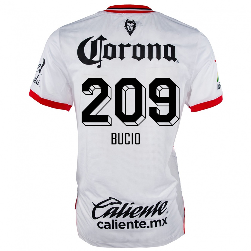 Kandiny Mujer Camiseta Sebastián Bucio #209 Blanco Rojo 2ª Equipación 2024/25 La Camisa México