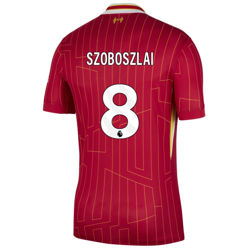 Kandiny Kinderen Dominik Szoboszlai #8 Rood Geel Wit Thuisshirt Thuistenue 2024/25 T-Shirt