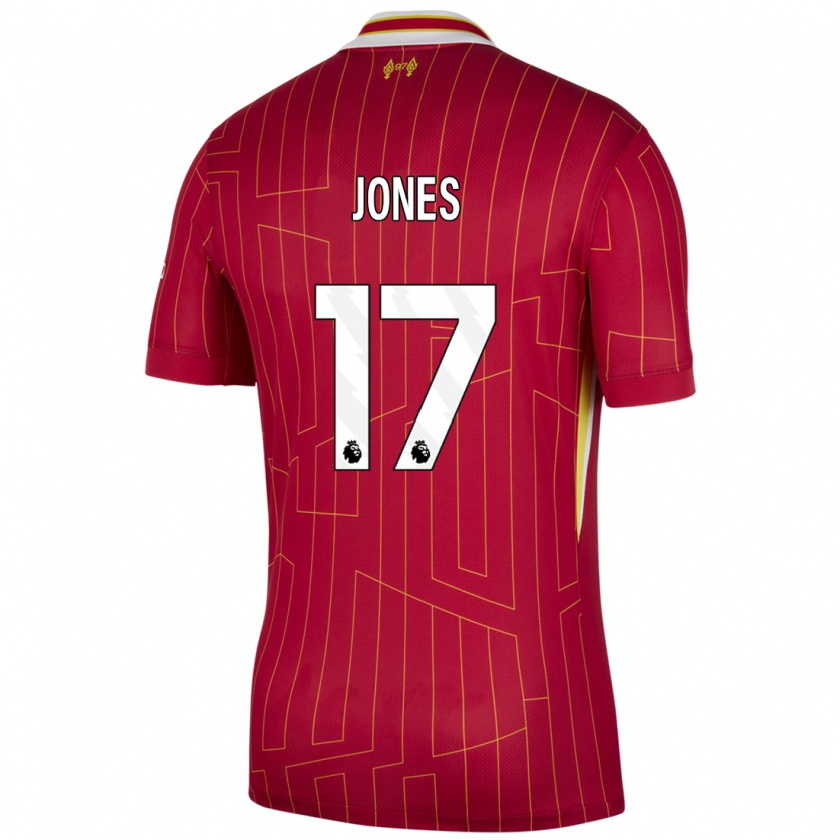 Kandiny Kinderen Curtis Jones #17 Rood Geel Wit Thuisshirt Thuistenue 2024/25 T-Shirt