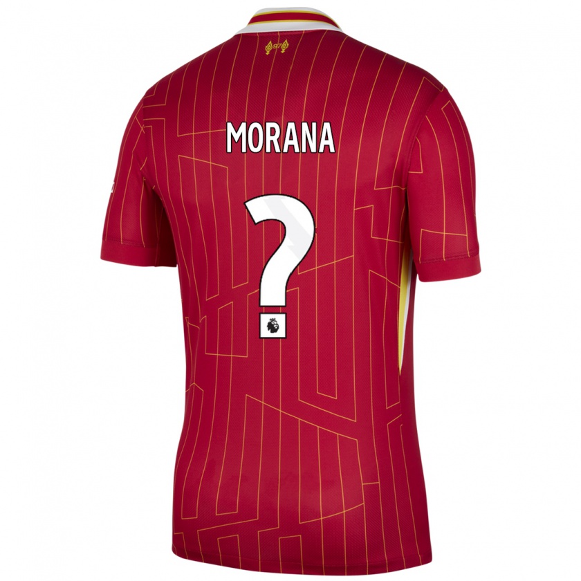 Kandiny Bambino Maglia Nathan Morana #0 Rosso Giallo Bianco Kit Gara Home 2024/25 Maglietta