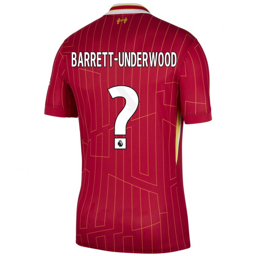 Kandiny Kinderen Keehan Barrett-Underwood #0 Rood Geel Wit Thuisshirt Thuistenue 2024/25 T-Shirt