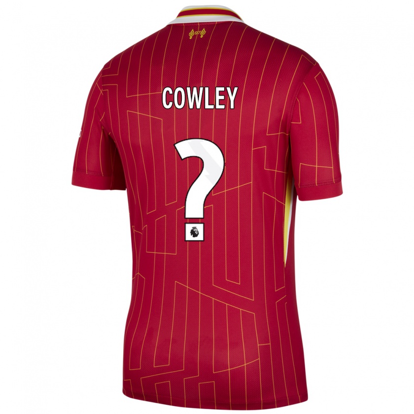 Kandiny Kinderen Ryan Cowley #0 Rood Geel Wit Thuisshirt Thuistenue 2024/25 T-Shirt