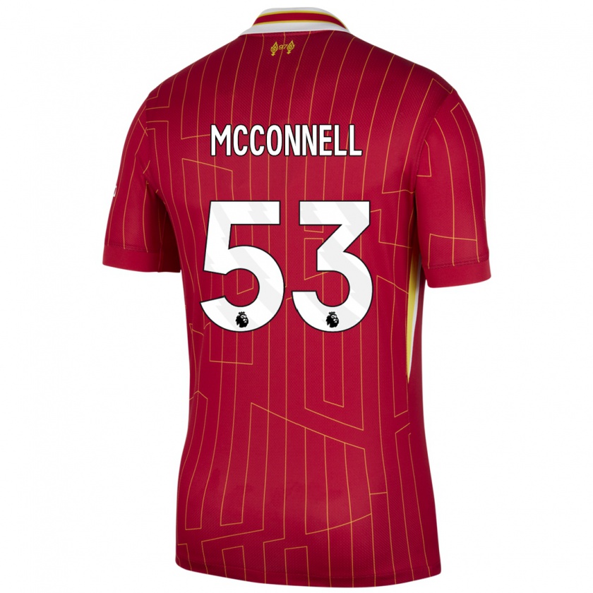 Kandiny Niño Camiseta James Mcconnell #53 Rojo Amarillo Blanco 1ª Equipación 2024/25 La Camisa