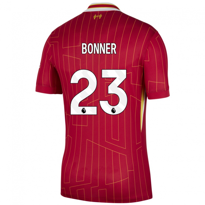 Kandiny Kinderen Gemma Bonner #23 Rood Geel Wit Thuisshirt Thuistenue 2024/25 T-Shirt