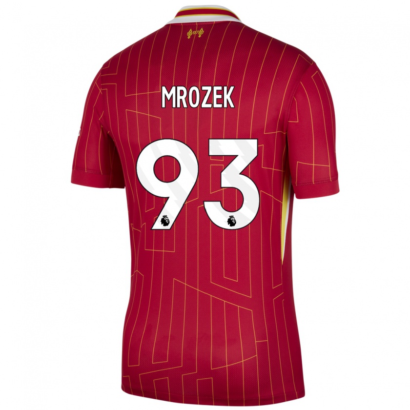 Kandiny Kinderen Fabian Mrozek #93 Rood Geel Wit Thuisshirt Thuistenue 2024/25 T-Shirt