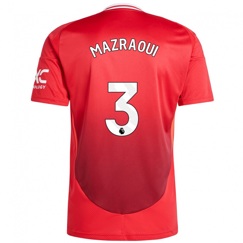 Kandiny Bambino Maglia Noussair Mazraoui #3 Rosso Brillante Kit Gara Home 2024/25 Maglietta