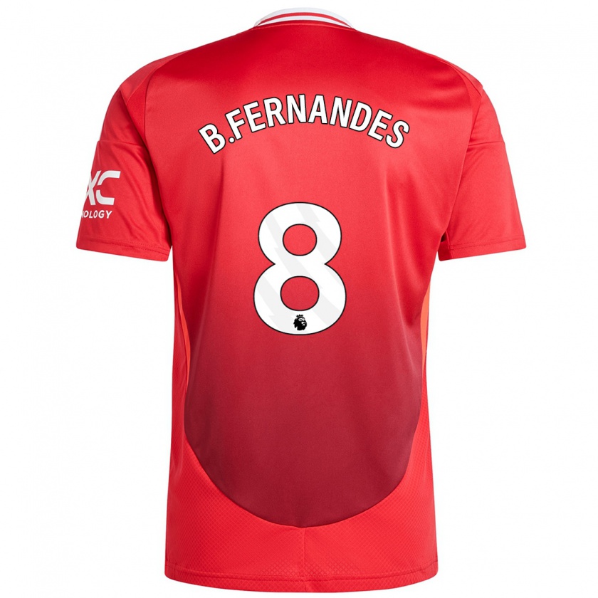 Kandiny Bambino Maglia Bruno Fernandes #8 Rosso Brillante Kit Gara Home 2024/25 Maglietta