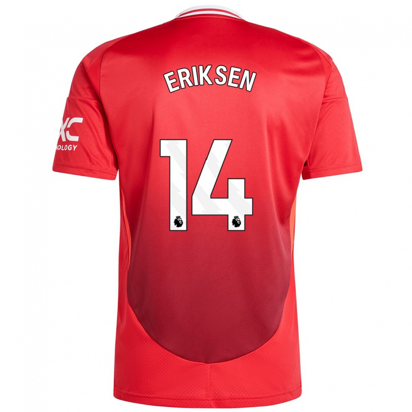 Kandiny Kinderen Christian Eriksen #14 Felrood Thuisshirt Thuistenue 2024/25 T-Shirt