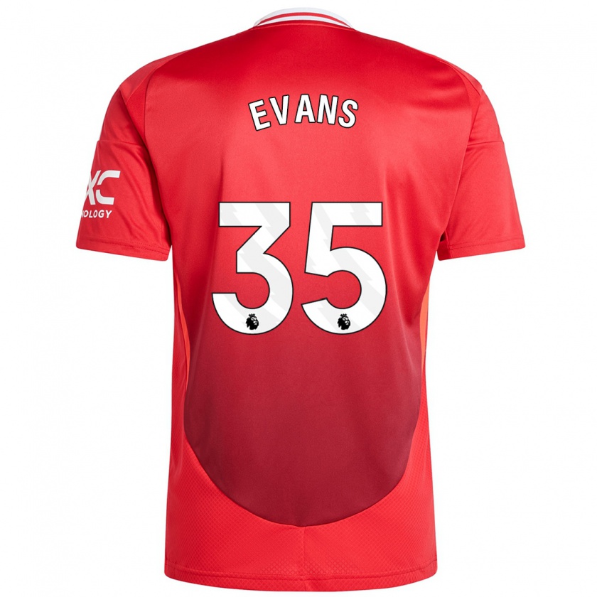 Kandiny Bambino Maglia Jonny Evans #35 Rosso Brillante Kit Gara Home 2024/25 Maglietta