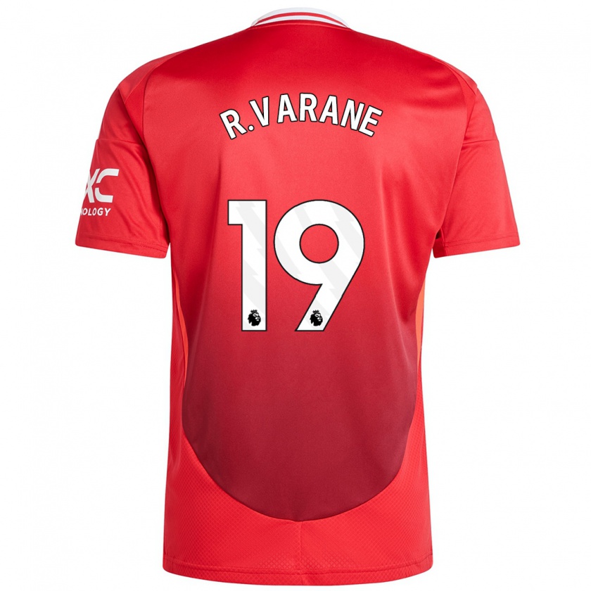 Kandiny Kinderen Raphaël Varane #19 Felrood Thuisshirt Thuistenue 2024/25 T-Shirt