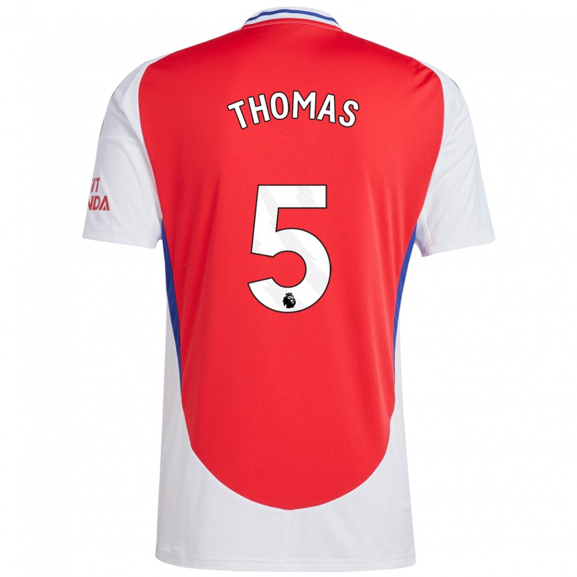 Kandiny Kinderen Thomas Partey #5 Rood Wit Thuisshirt Thuistenue 2024/25 T-Shirt België