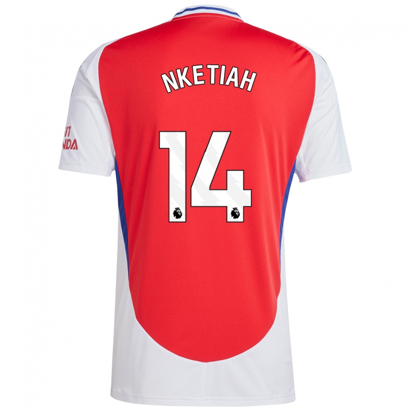 Kandiny Kinderen Eddie Nketiah #14 Rood Wit Thuisshirt Thuistenue 2024/25 T-Shirt