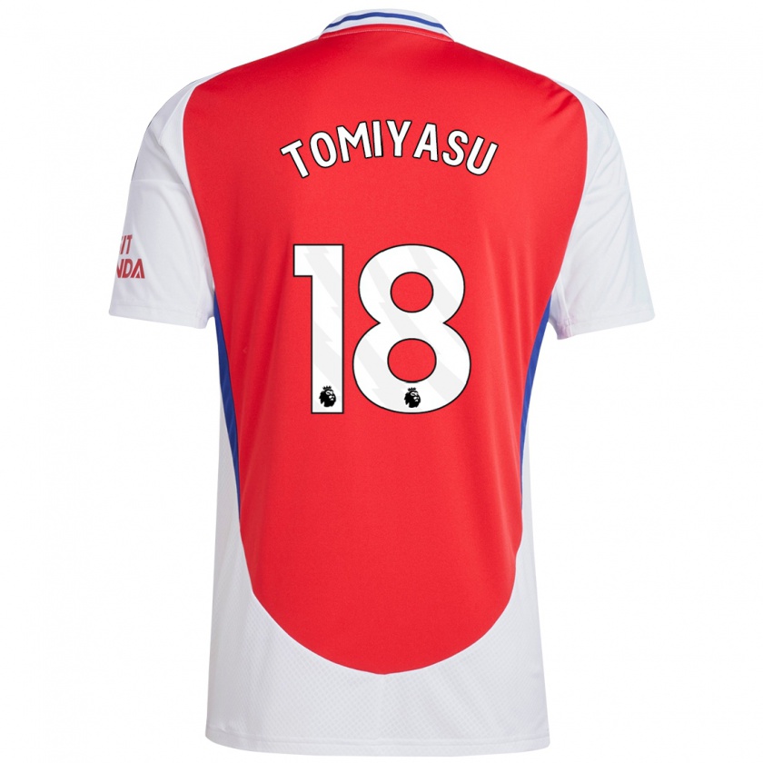 Kandiny Kinderen Takehiro Tomiyasu #18 Rood Wit Thuisshirt Thuistenue 2024/25 T-Shirt