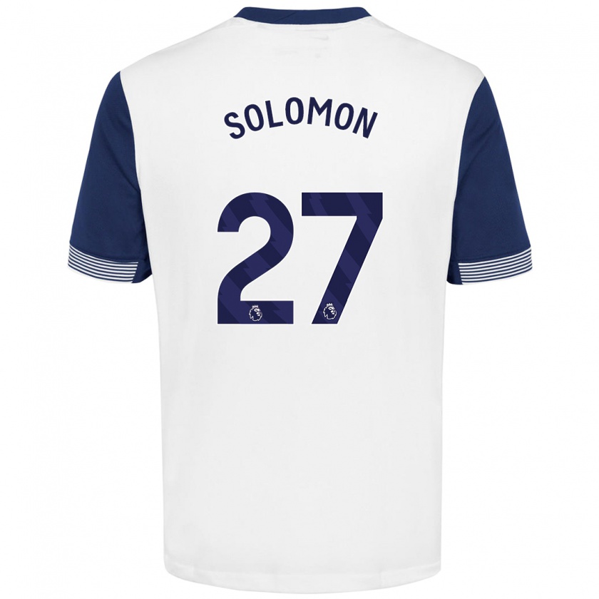 Kandiny Kinderen Manor Solomon #27 Wit Blauw Thuisshirt Thuistenue 2024/25 T-Shirt