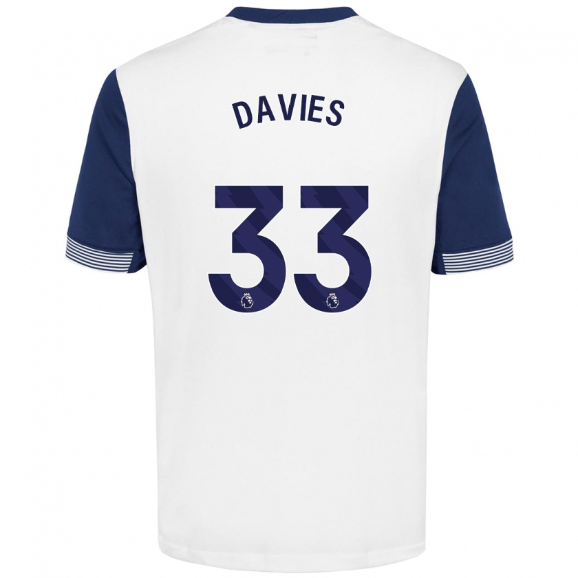 Kandiny Kinderen Ben Davies #33 Wit Blauw Thuisshirt Thuistenue 2024/25 T-Shirt