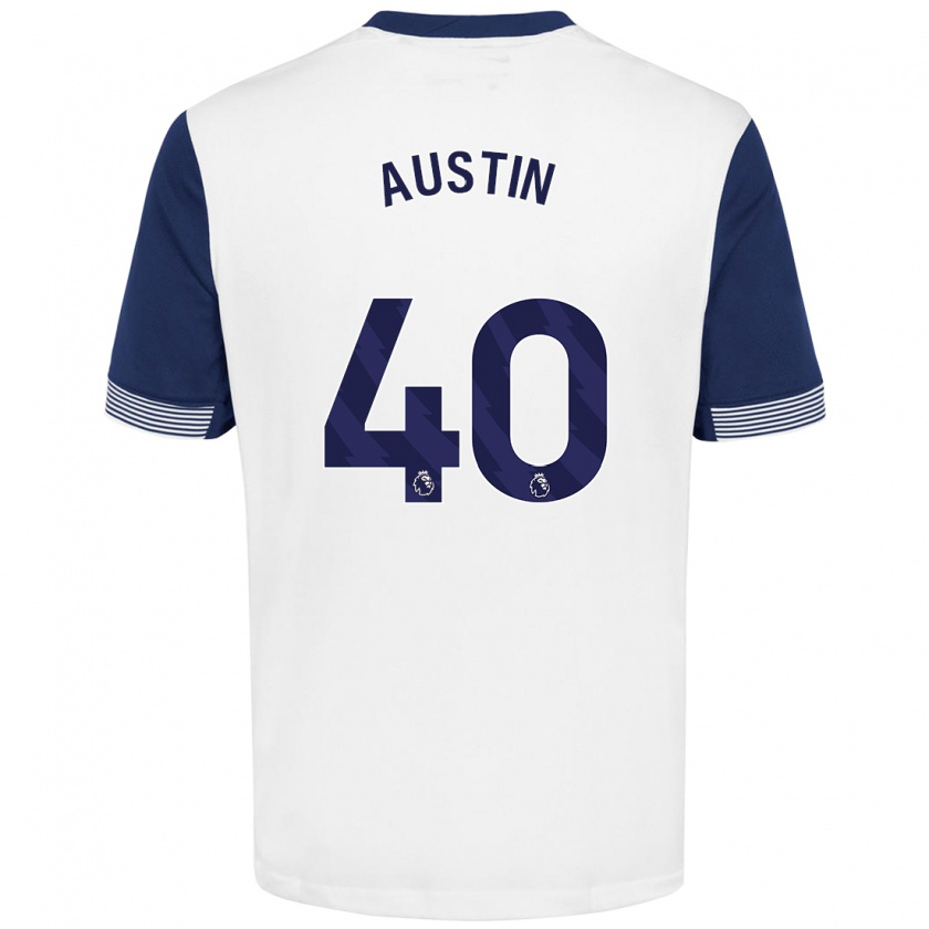 Kandiny Kinderen Brandon Austin #40 Wit Blauw Thuisshirt Thuistenue 2024/25 T-Shirt