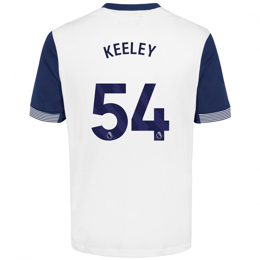 Kandiny Kinderen Josh Keeley #54 Wit Blauw Thuisshirt Thuistenue 2024/25 T-Shirt