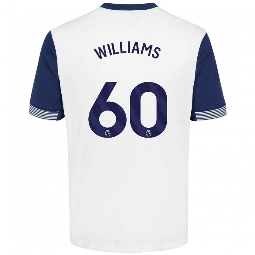 Kandiny Kinderen Jaden Williams #60 Wit Blauw Thuisshirt Thuistenue 2024/25 T-Shirt