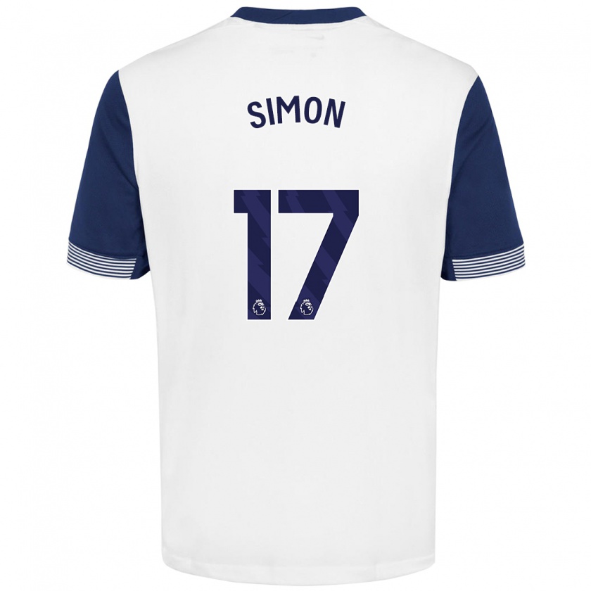 Kandiny Kinderen Kyah Simon #17 Wit Blauw Thuisshirt Thuistenue 2024/25 T-Shirt België