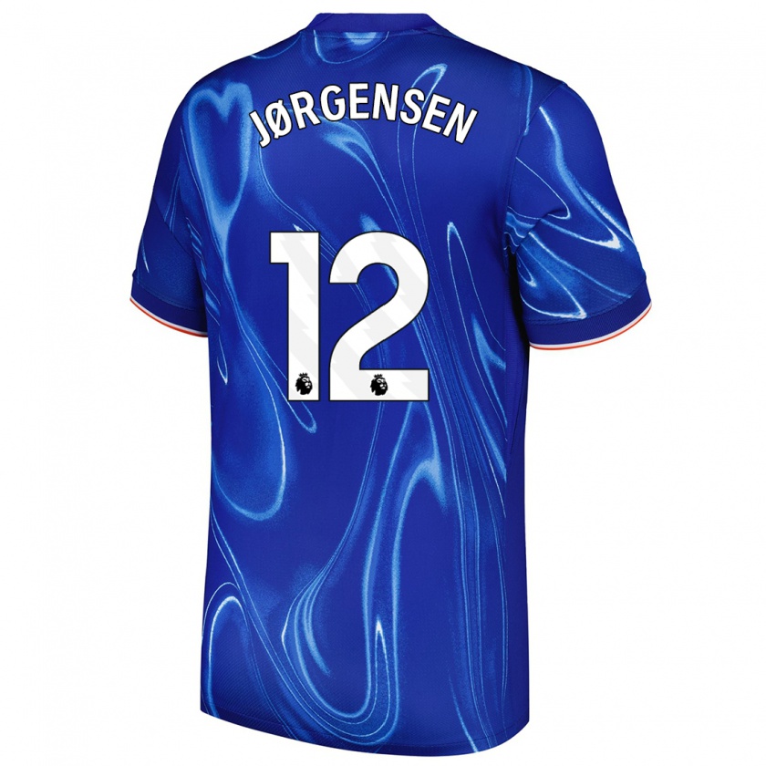 Kandiny Kinderen Filip Jørgensen #12 Blauw Wit Thuisshirt Thuistenue 2024/25 T-Shirt