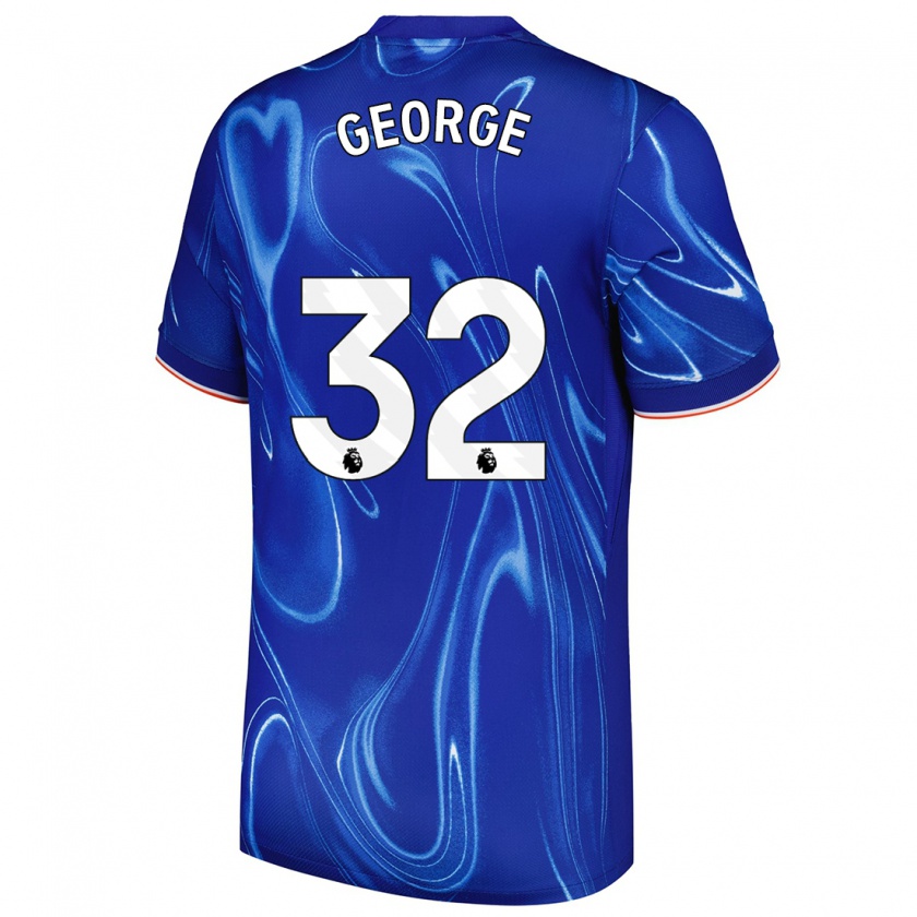 Kandiny Kinder Tyrique George #32 Blau Weiß Heimtrikot Trikot 2024/25 T-Shirt Österreich